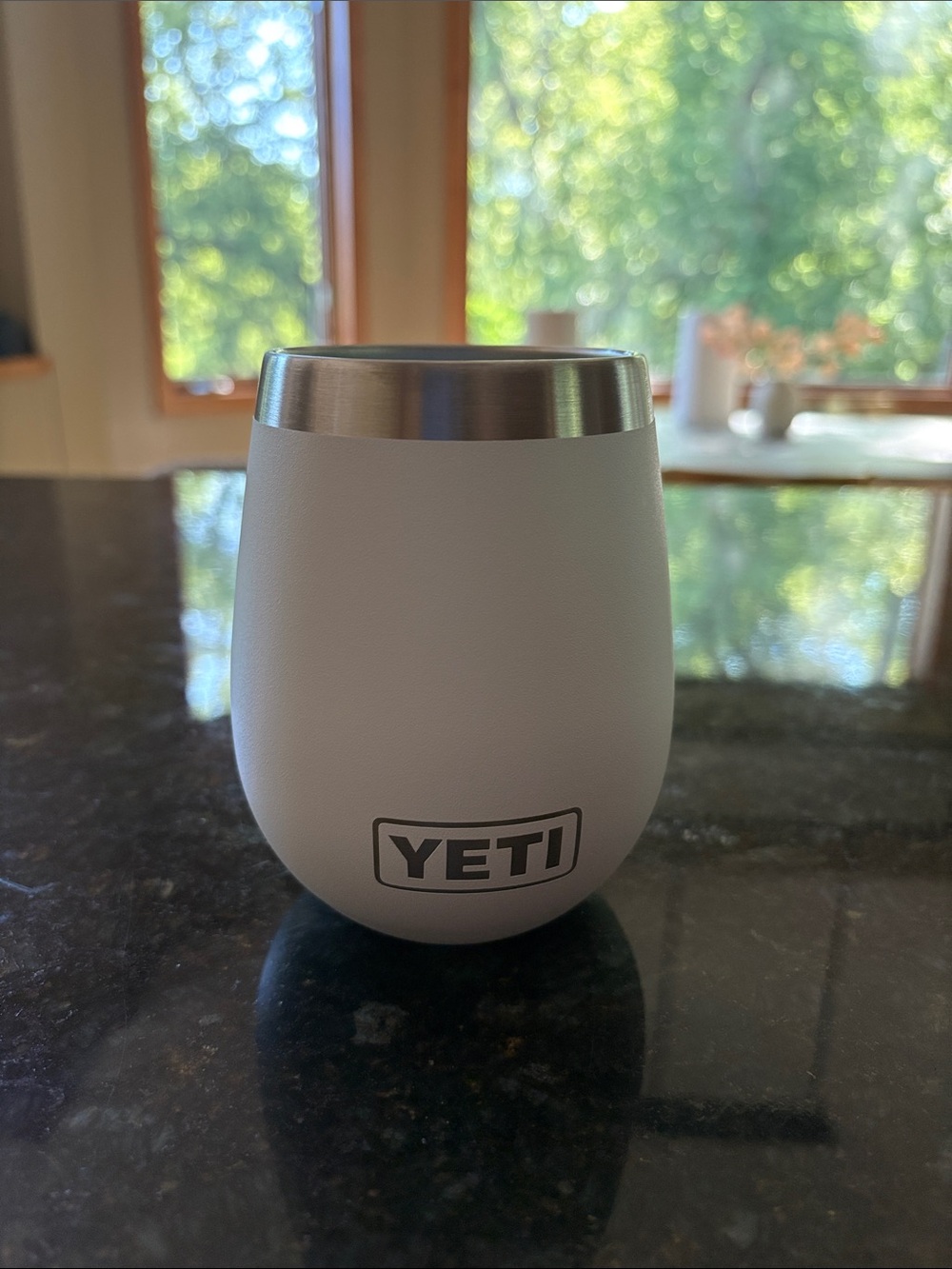Yeti White Insulated Tumbler with Stainless Rim